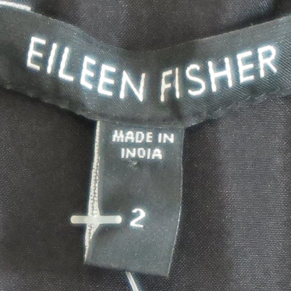 NWT Eileen Fisher Black Ruffled Silk Scoopneck Tank Dress Size 2 MSRP $238 - Picture 3 of 8